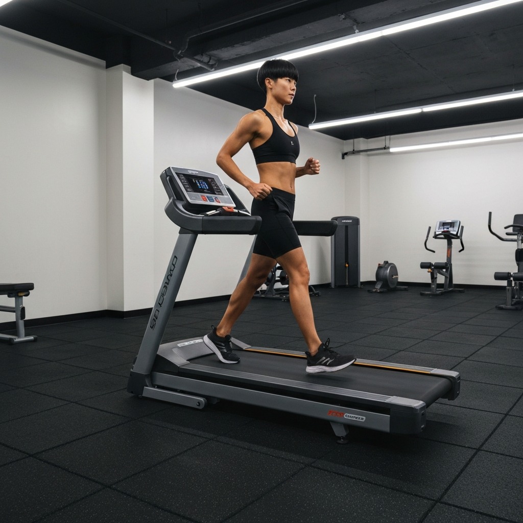 Traditional treadmill in home gym setting
