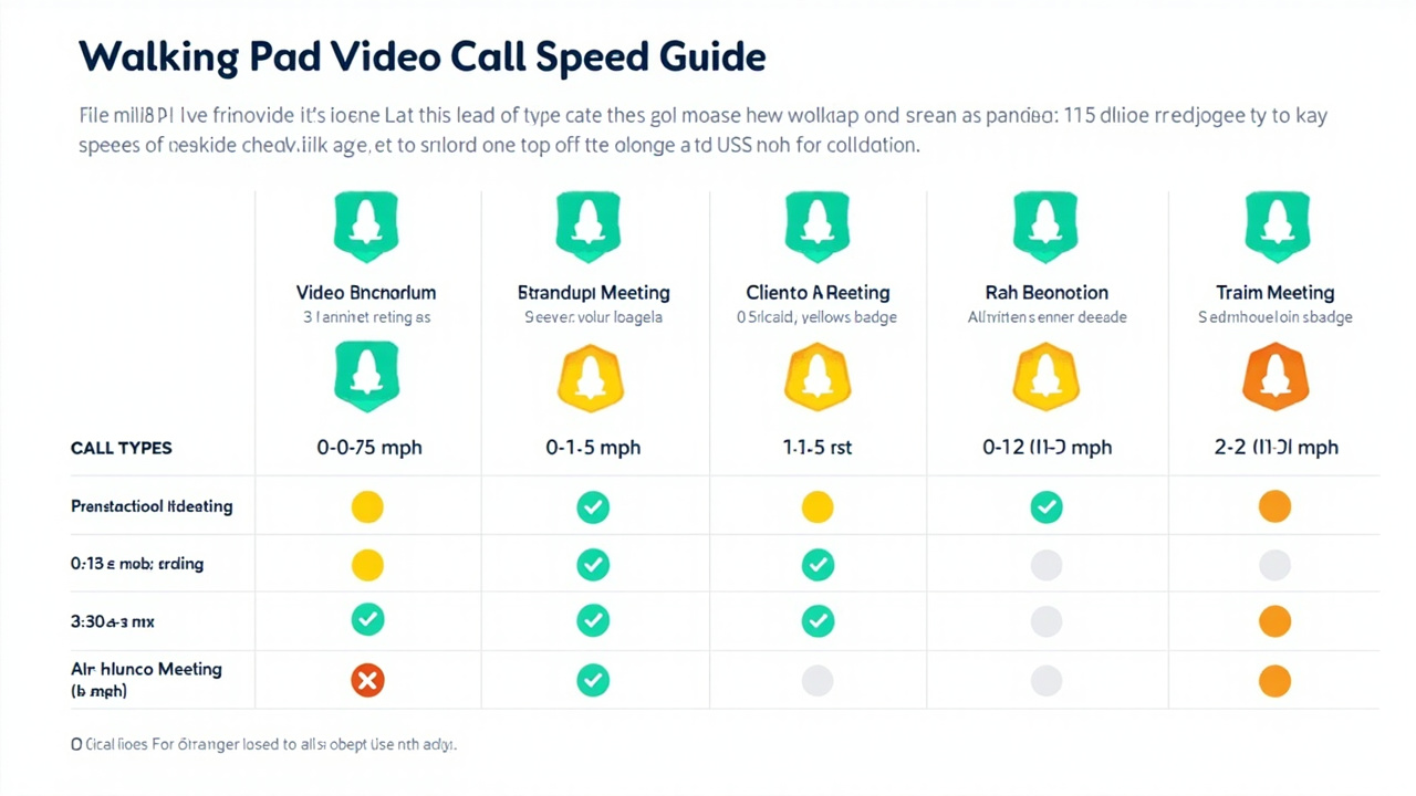 Walking Pad Video Call Speed Guide — recommended speeds by call type