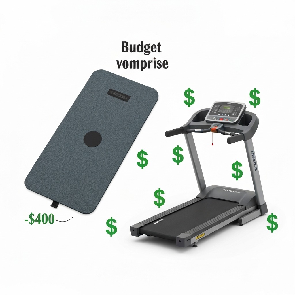 Cost comparison visualization showing walking pad and treadmill price ranges side by side