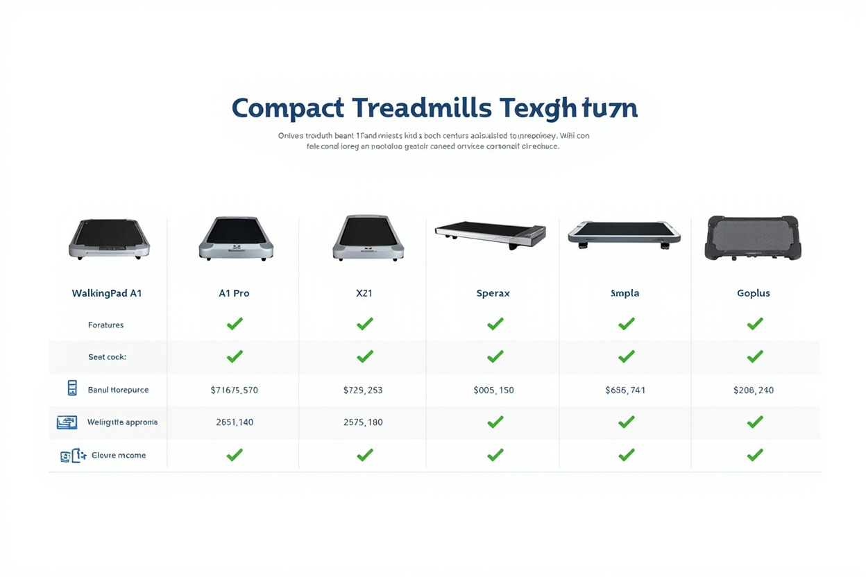 WalkingPad A1 Pro side-by-side comparison with competing walking pad models showing size and design differences