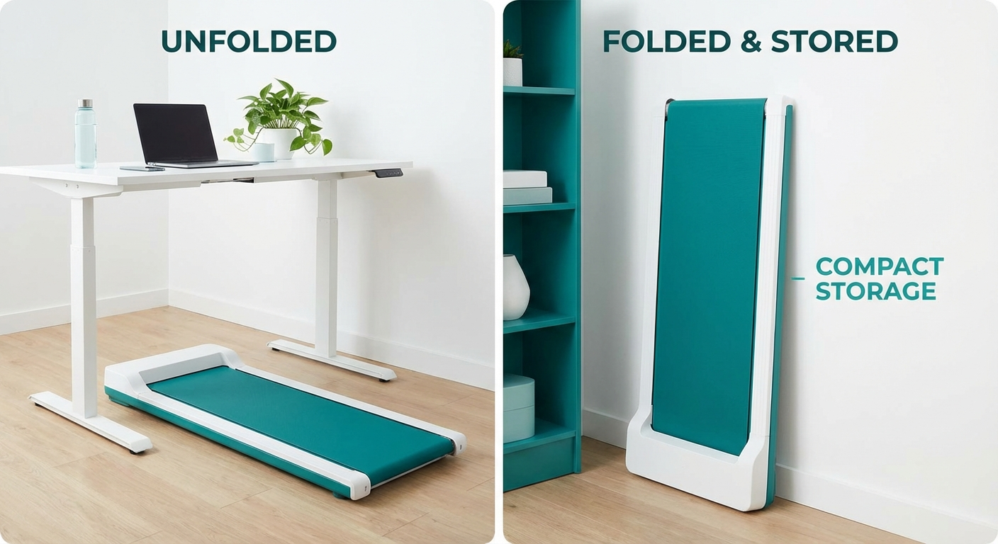 Walking pad folded vs unfolded for storage